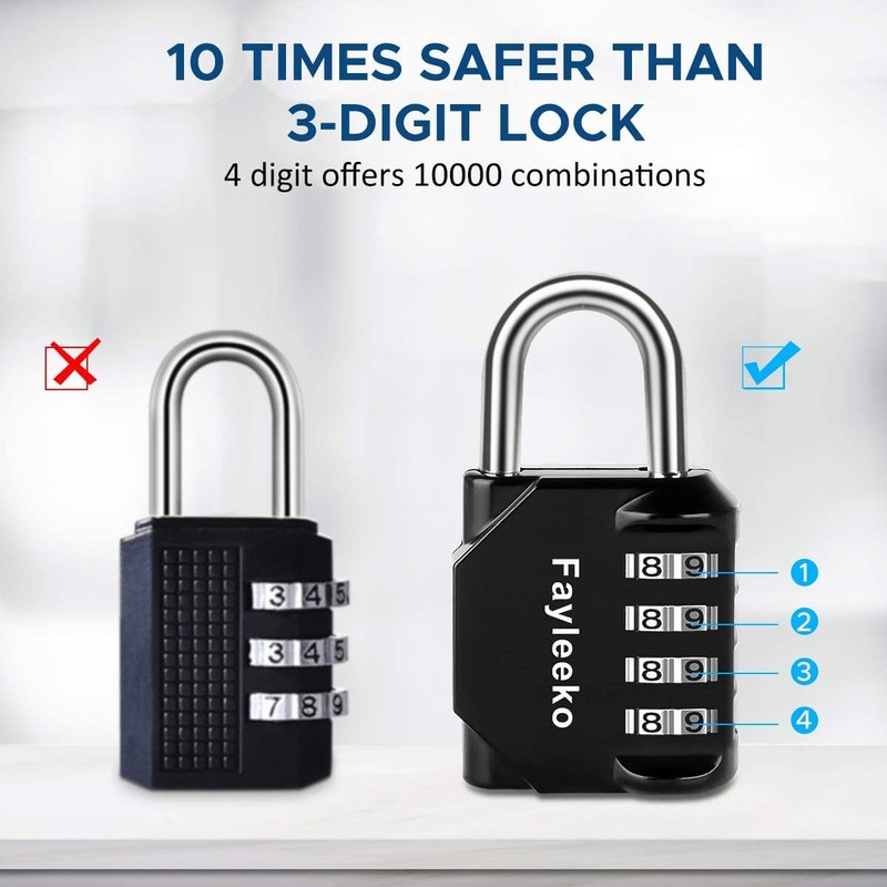 Combination Lock, 4 Digit Combination Padlock for School Gym Sports