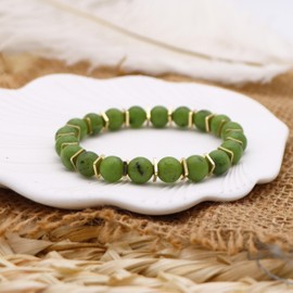 JRYFAC 8mm Natural Stone Beads Stretch Bracelets For Wife Grandma Mom Bonus Mom Aunt Sister Daughter Bonus Daughter Niece Granddaughter (To My Grandma, Green Jasper)