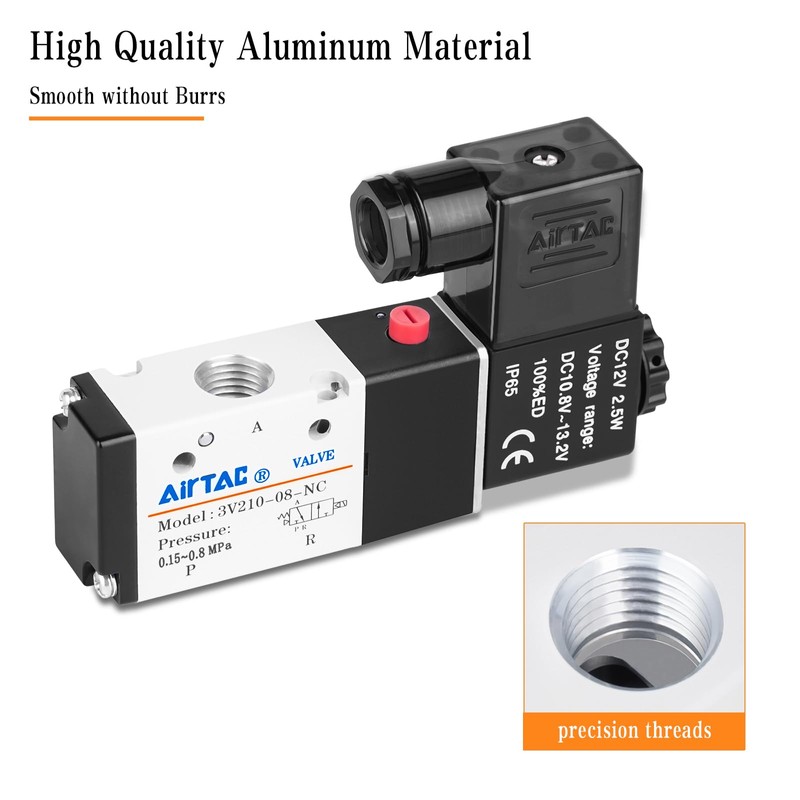 1/4"PT Solenoid Valve AirTAC 3V210-08 DC12V Single Coil Pilot-Operated Electric