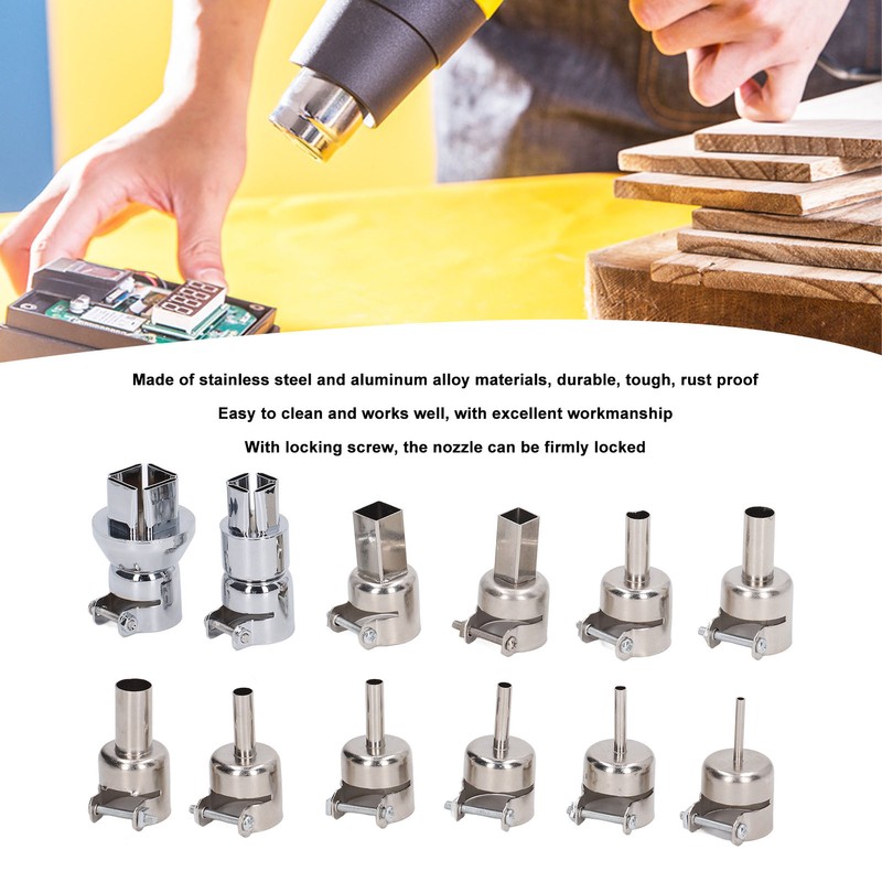 12Pcs Hot Air Gun Nozzle with Locking Screw Heat Gun