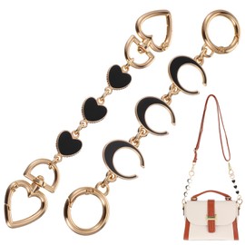 DOPENSPI 2PCS Bag Extender Chain, Moon Heart Purse Strap Extenders Black Purse Extender Chain Purse Strap Replacement Accessories Bag Charms for Handbags Purses Shoulder Bag