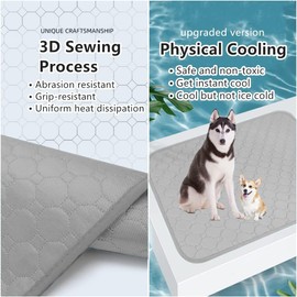 Dog Cooling Mat, Pet Cooling Mat for Dogs Cooling Blanket for Dogs Dog Cooling Pad for Kennels, Crates, Cars, Indoor & Outdoor Ice Silk Cooling Mat for Extra Large Dogs (Gray, L(28 * 22"))