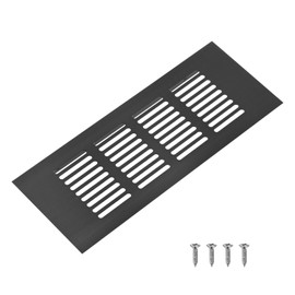 M METERXITY 1-Pack Door Vents for Interior Doors, 8 x 3 Inch/ 200 x 80mm Aluminum Alloy Ventilation Grille for Cabinet/Wardrobe/Shoe Cabinet, Rectangle Air Vent with 4 Screws [Black]