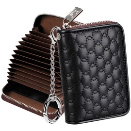 FurArt Credit Card Wallet, Zipper Card Cases Holder for Men Women, RFID Blocking, Key Chain, Compact Size