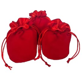 zmgmsmh Drawstring Dice Bag Chess bag small pouch hold chess pieces velvet Fabric Dice Pouch cosplay coin pouch Velvet Jewelry Bag Red/Grey/Black (3, Red)