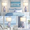 Coastal Lamps with USB A+C Ports & LED Night Light,