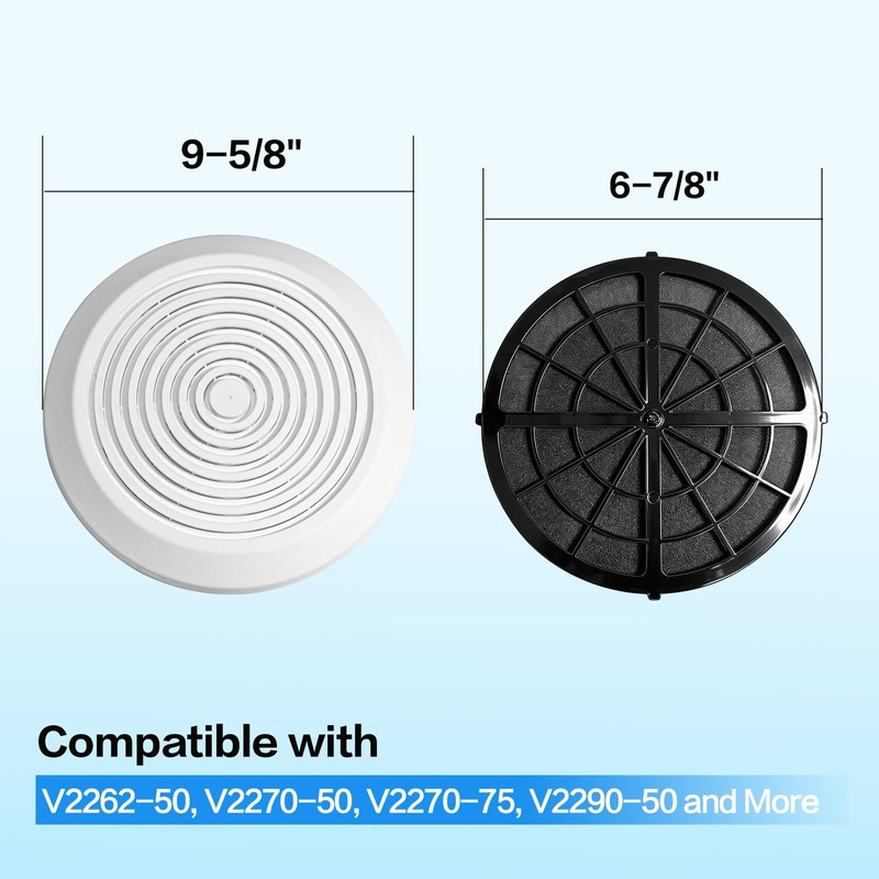 Mobile Home Bathroom Exhaust Fan Covers, 9-5/8" White Vent Grille,