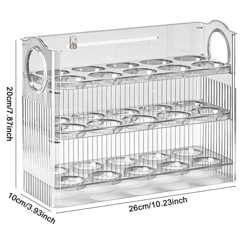 AIMALL 30-Egg Storage Box, Three-Layer Automatic Rebound Egg Holder with