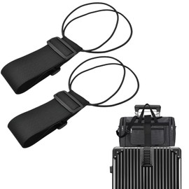 Amexo Pack of 2 Luggage Straps for Bags, Elastic Fastening Strap for Luggage, Adjustable Luggage Straps for Suitcases for Attaching Bags, Portable Travel Suitcase Accessories (Black)