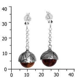 Earrings – Ball 10 mm Sarah Vicenca – Silver 925/000 – Amber, Amber, Amber