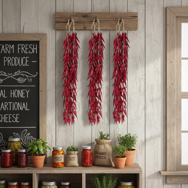 Laiiqi 6 Pcs Artificial Pepper String Fake Vegetables Chili Peppers