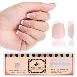 French Tip Press on Nails for Women - 150 pcs 15 Sizes Combined with Soft Gel Nail Tips Coffin Shape Brown Press on Nails Extra Short For DIY, Manicure, Nails Art, Fake Nails Tips by Nelle Baker