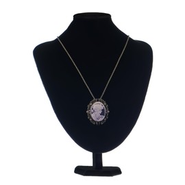 Alilang Vintage Inspired Brass Tone Crystals Cameo Lady Maiden Pendant Necklace