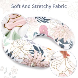 HNHUAMING Nursing Pillow Cover for Baby Girls Boys, Breastfeeding Pillow Cover, Stretchy Removable Feeding Pillow Case for Newborns, Ultra Soft and Comfortable Nursing Pillow Slipcover, Daisy Floral