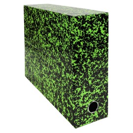 Exacompta - Ref 89723E - Annonay File Transfer Box - 250 x 330mm in Size, Suitable for Storing A4 Documents, Metal Reinforced 90mm Spine, Marbled Effect - Green