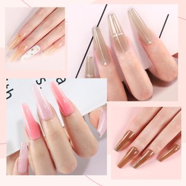 12 Colors Poly Nail Gel Kit Starter Kit Poly Nail Extension Gel Kit with Nail Lamp Clear Nude Pink Builder Nail Gel Slip Solution Base Top Coat Complete Manicure kit for Beginners Gifts for Women