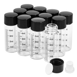 Cadbibe 4ml Clear Glass Graduated Vials with Screw Caps and Plastic Stoppers, 1 Dram Small Sample Vials with Lids, Leak-Proof Liquid Storage Empty Vial, 12PCS
