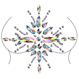 Konsait Face Gemstones Set of 4 Temporary Tattoos Festival Glitter Rhinestones Face Rhinestone Stickers Face Jewels Crystals Rhinestones Face Sticker Eyebrow Face Body Jewellery