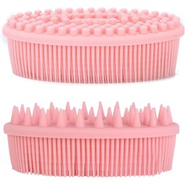 2 Piezas Cepillo Corporal de Silicona, Estropajo Corporal de Suave para Limpieza Nutritiva y Exfoliación de tu Piel, Cepillo de Ducha, Duradero y Fácil de Limpiar, Ideal para Baños Masajes (Rosa)