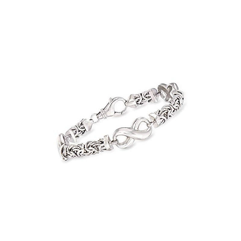 Ross-Simons Sterling Silver Byzantine Infinity Station Bracelet. 8 inches