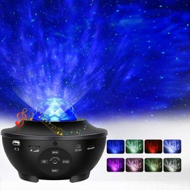 Star Projector, Ocean Wave Night Light Projector with Adjustable Lightness Remote Control Timer 10 Lighting Modes Built-in Music Speaker Galaxy Light for Kids Adult Bedroom Living Room