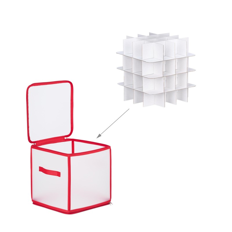 Relaxdays Christmas Bauble Storage Box, 64 Compartments, H x W