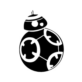 BB-8 Unit Astromech Droid 6" Vinyl Sticker Car Decal (6" Black)