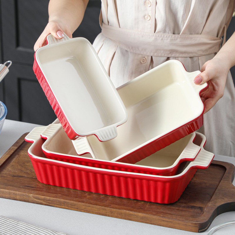 Bakeware Set of 4, MALACASA Porcelain Baking Pans Set for