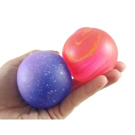 Set of 2 Space Sugar Balls - Galaxy and Planet Swirl Thick Glue/Gel Stretch Ball - Ultra Squishy and Moldable Slow Rise Relaxing Sensory Fidget Stress Toy (Random Colors)