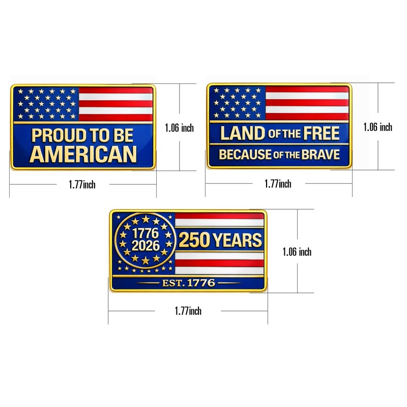 America 250 Patriotic Flag Pin Set of 3