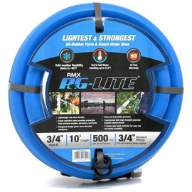 AG-LITE BSAL3410 3/4" x 10' Hot/Cold Water Rubber Garden Hose, 100% Rubber, Ultra-Light, Super Strong, 500 PSI, 50F to 190F Degrees, High Strength Polyester Braided