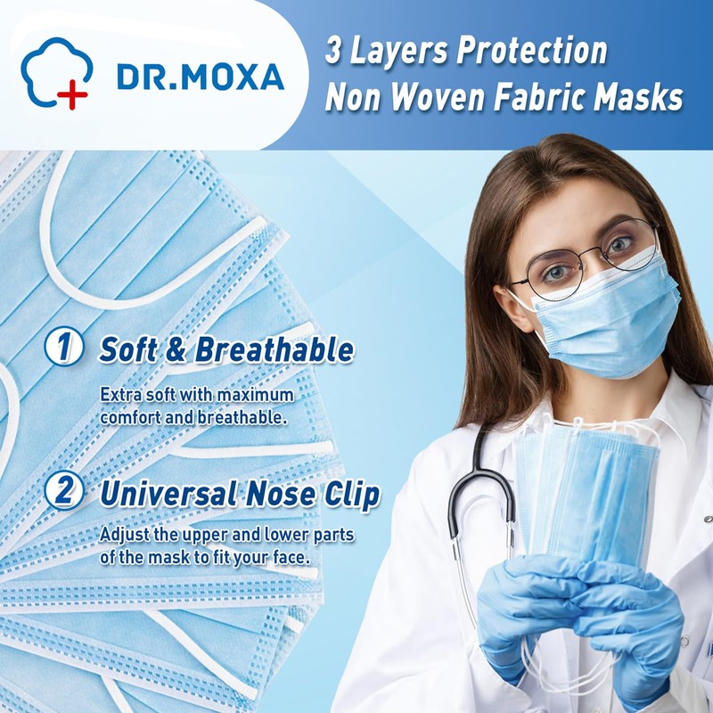 100 Pack Disposable Face Masks ASTM Level 2, Medical Grade