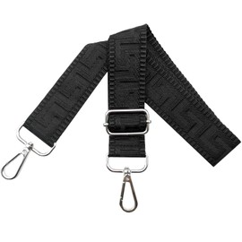 Shoulder Strap for Bag Straps for Changing, Adjustable Bag Strap Wide 3.8 cm with Silver Carabiner - Bag Strap Shoulder Strap Carry Strap for Handbags Women, Colourful, K, Pure Black