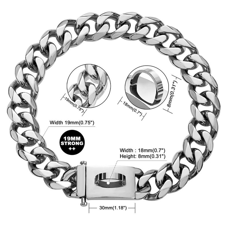 W/W Lifetime Dog Chain Collar Walking Metal Collar with Design