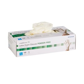 McKesson Confiderm PC Latex Exam Gloves - Powder-Free, Ambidextrous, Textured, Non-Sterile - Ivory, Size Large, 100 Count, 1 Box