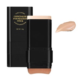 2 In 1 Foundation Stick, Double Head Concealer Contour Stick with Brush, Long Lasting Korean Flawless Eraser Foundation Make Up, Waterproof Concealer Sticks for All Skin Tones (03LIGHT)