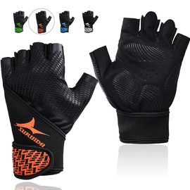 SURUIDA Workout Gloves for Men&Women,Full Palm Protection Weight Lifting Gym Gloves Half Finger Cycling Exercise Gloves with Wrist Wrap Support
