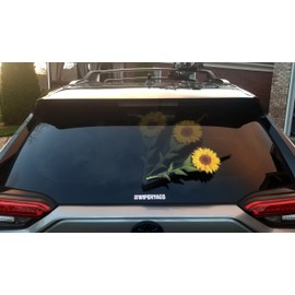 Sunflower flower WiperTags attach to rear vehicle wiper blades