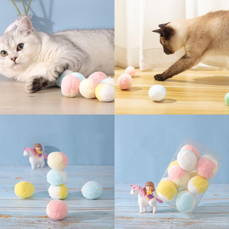 YBGGJO Cat Balls for Play, 12 Pieces, Random Rolling, Cat