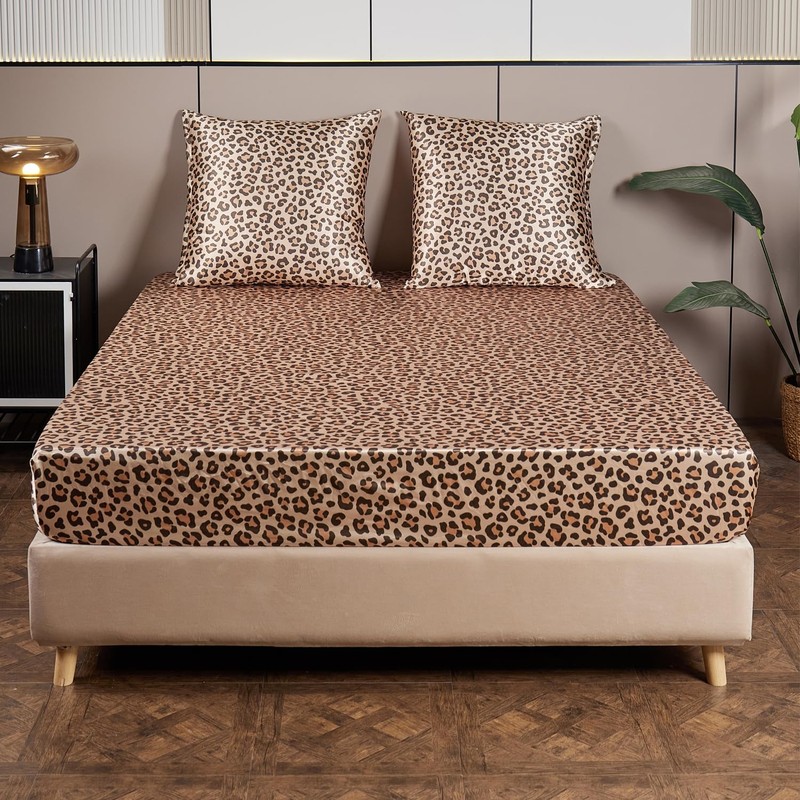 AiMay 4 Piece Queen Size Satin Bed Sheet Set Deep