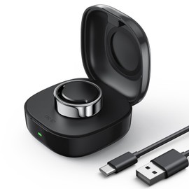 Wireless Charger Case Compatible with O-ra Ring Charger Size 12, Portable Travel Charger Dock with Indicator Light, Universal Compact Charging Box for O-ra Ring Gen3 Heritage/Horizon（Black）