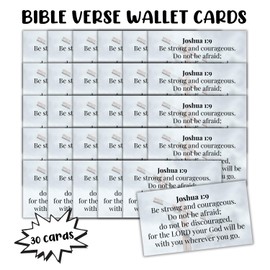 Joshua 1:9 Bible Verse Wallet Cards 30pk 3.5x2” Bulk Cross Sky Be Strong and Courageous Pocket Encouragement Girls Church Members Teens Hand Out