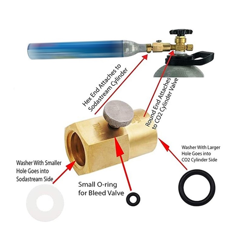 CO2 Cylinder Cartridge Adapter Household Soda Bottle Brass Refill Connector