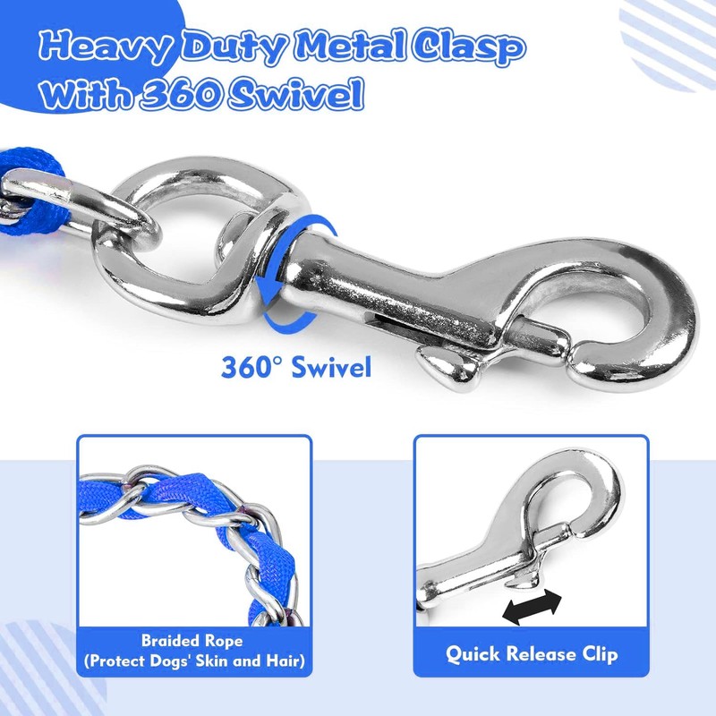 LUFFWELL Heavy Duty Metal Dog Chain Leash with Comfortable PU