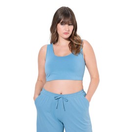 Ulla Popken Women's Wide Straps Organic Cotton Bustier, pigeon blue