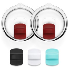 30 oz Tumbler Lids,Magnetic Tumbler Lid Replacement for YETI,BPA Free 2 Pack Wine Red Tumbler Lids & 3 Pack Magnetic Slider
