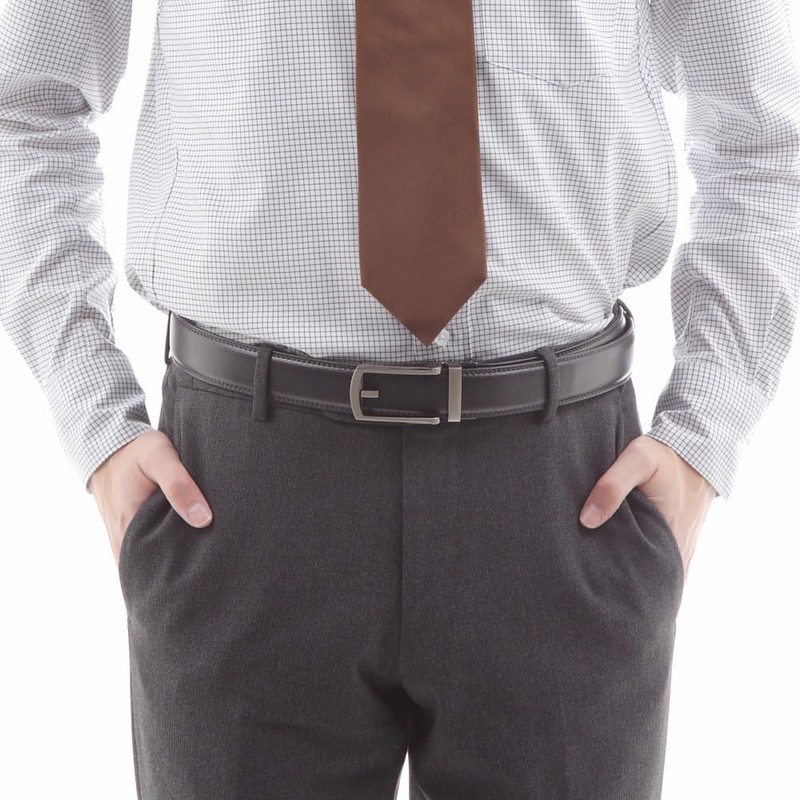 JINSELF Men's Genuine Leather Belt, Auto-lock, Buckle, Stepless, No Holes,