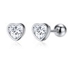 JSGEMSLEE Hypoallergenic Heart Earrings Sterling Silver with Screw Back Cubic