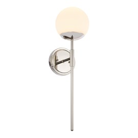 Ntsunxeko Polished Nickel Globe Wall Sconces, Modern Sconces Wall Lighting, Vanity Light Fixtures with Globe Opal Glass, Wall lamp for Bathroom Bedroom Living Room Corridor Mirror Stairs Entryway