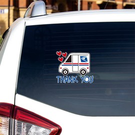 2 Pack Reflective, 4 Inches, 6 Inches - Mailbox Thank You Mailman Deliveryman PO Box Sticker Decal Vinyl Heart Love 03183a